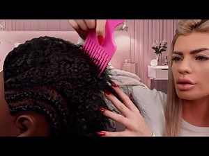 ASMR removing your itchy braids, combing your hair & scalp scratching 💜 (hair play roleplay)