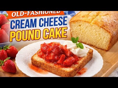 Old-Fashioned Cream Cheese Pound Cake 🍓 Moist, Buttery & Melt-In-Your-Mouth! (Easy Southern Recipe)