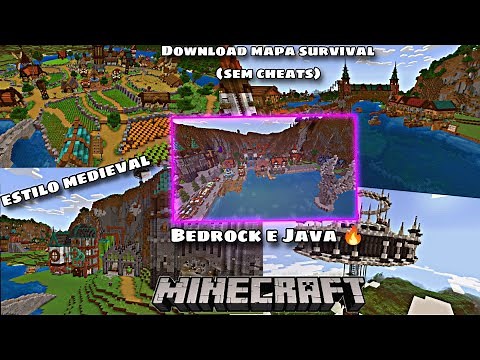 DOWNLOAD MAPA SURVIVAL no MINECRAFT BEDROCK e JAVA!! MAPA ESTILO MEDIEVAL!!
