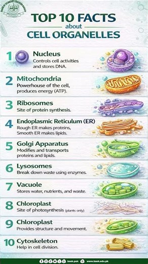 Top 10 Cell Organelles Explained | Biology in 1 Minute 🧬