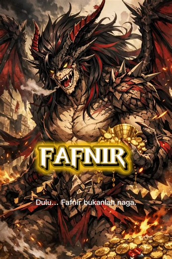Nama: Fafnir (atau Fáfnir) Asal Mitologi: Mitologi Nordik (Skandinavia) Jenis: Naga / manusia yang berubah menjadi naga Kisah Utama: Legenda Volsunga Saga & kisah pahlawan Sigurd (Siegfried) Latar Cerita: Fafnir awalnya adalah seorang kurcaci (dwarf) putra Raja Hreidmar. Ia membunuh ayahnya sendiri demi menguasai harta kutukan milik dewa Loki, termasuk cincin legendaris Andvaranaut. Keserakahan yang ekstrem membuatnya berubah menjadi naga raksasa yang mengerikan untuk menjaga hartanya. Ciri Khas