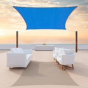 ColourTree CTAPR0814 Custom Size 12' x 14' Blue Sun Shade Sail Canopy UV Block UPF50 Rectangle - Commercial Standard Heavy Duty - 190 GSM - 3 Years Warranty