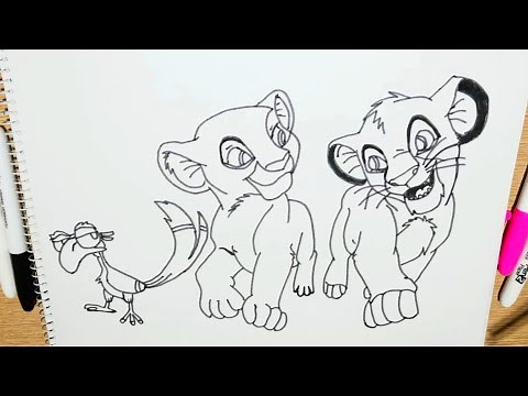 Simba, Nala & Zazu ¦¦ Lion King Drawing