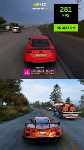 TT vs Corvet change in exhaust note insane graphics with rtx 5090 maxed out