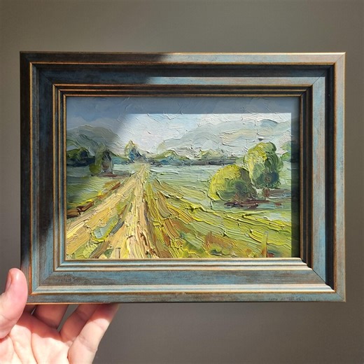 Original Impasto Oil Painting, Semi-abstract Country Road Landscape, 5x7 Framed Art - Etsy