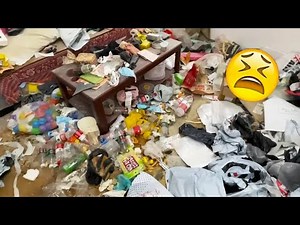 😥The beautiful cleaning lady cleaned a messy room
