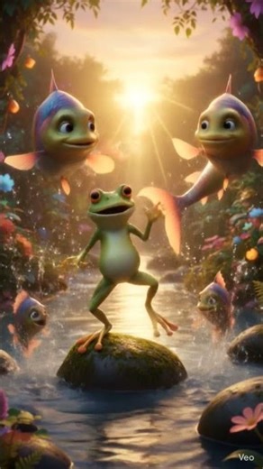 frog and fish dancing 😎#Ai videos #aishorts