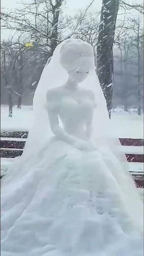 Snow Bride – Love in the Winter Wonderland 💍✨ #art #trending #youtubeshorts
