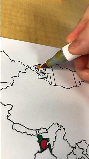 Drawing MONGOLIA in my Asia Map #art #flag #mongolia #shorts