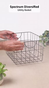 Spectrum Utility Wire Baskets - Sturdy Steel Metal Basket Storage Organizer Bin with Handle - Open Wire Storage Baskets for Kitchen Pantry, Cabinets, Closet & Garage Shelves, Industrial Gray