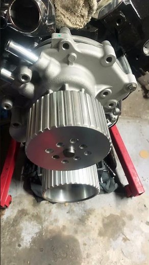 Setting up the pulley system. Going with a wide fan belt with manual adjustment.