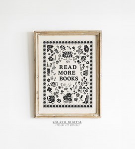 Read More Books Print, Antique Library Decor, Bookish Printable Wall Art, Reading Nook Poster, Book Lover Digital Download, Cottagecore - Etsy