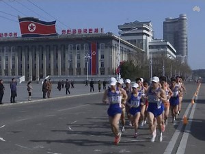 This is the Pyongyang Marathon, one of North Korea's biggest tourism drivers. The event draws up to 2000 competitors, more than half are foreigners. | The Australian