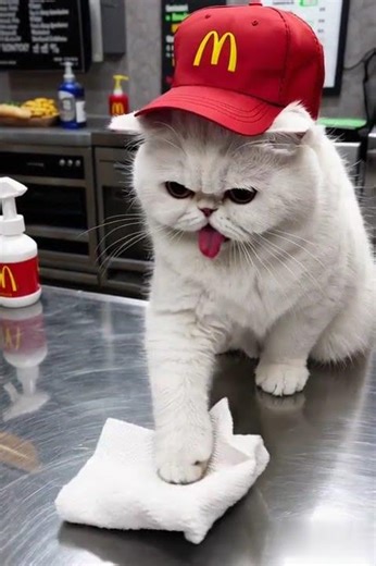 This Cute Cat Got a Job at McDonald's!