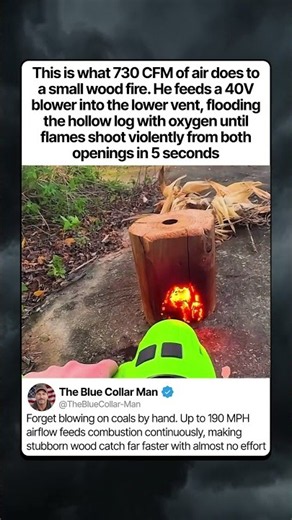 THIS BLOWER SUPERCHARGES FIRE