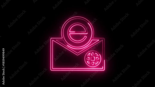 Email Icon Animation with Glowing Lines on Black Background