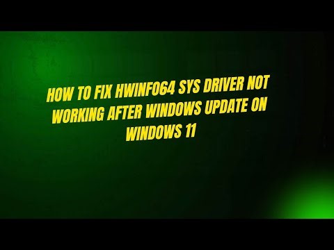 How to Fix HWiNFO64 SYS Driver Not Working After Windows Update on Windows 11