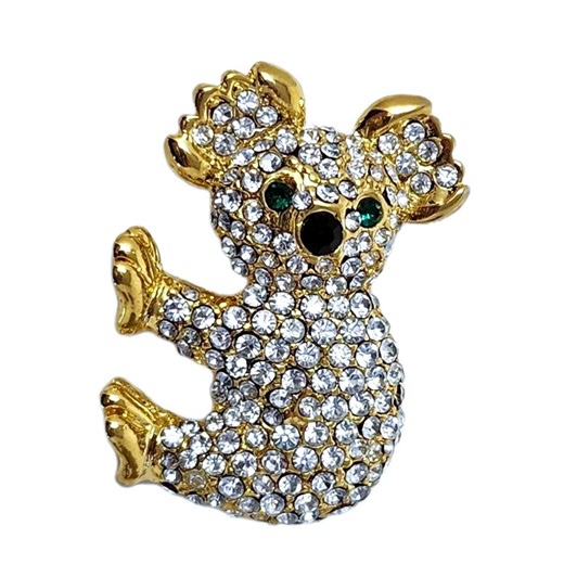 Koala Bear Pin Brooch, Paved Clear Rhinestones Goldtone VINTAGE Sparkling Costume Jewelry 1 1/2" Bling - Etsy