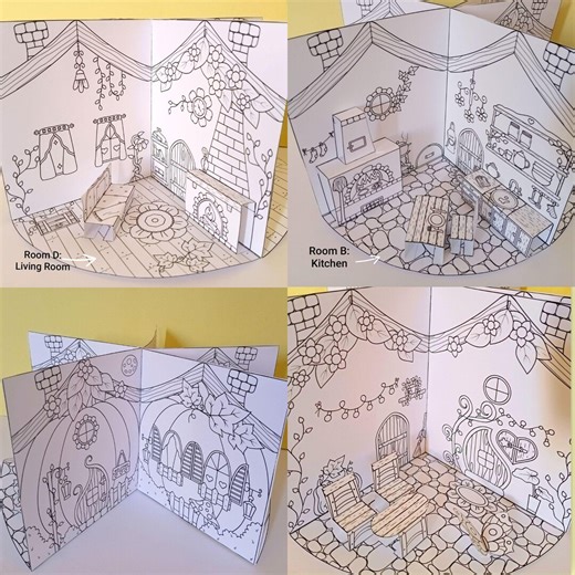 Fairy Paper Pop-up House: Printable Template to Color & Assemble (PDF Download, US Letter) - Etsy
