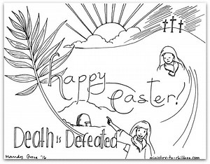 "Death is Defeated" Easter Coloring Page - Ministry To Children