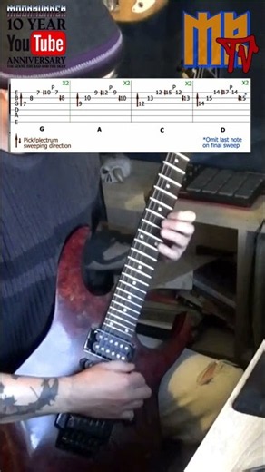 Major 3 String Sweep Picking Arpeggio Exercise For Guitar! #shorts