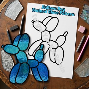 DIY Stained Glass Easy Downloadable Pattern Balloon Dog, Modern Stained Glass PDF, Trendy Suncatcher Stained Glass Template, Window Ornament - Etsy