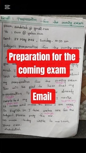 Preparation for the coming exam| Email writing| class 6 to 10, SSC, HSC