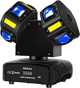 MFL. Moving Head DJ Light, Mini Double Heads 10 LED RGBW Beam,10 LEDs Golden Strobe Sound Activated DMX 512 Stage Lights for DJ KTV Disco Party, Black