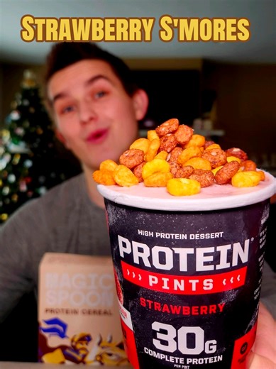 Protein strawberry s’mores 🍓🔥 @Protein Pints strawberry protein ice cream @Magic Spoon S’mores cereal = a two-ingredient pre- or post-workout situation I didn’t plan on loving this much. #spoonofmagic #proteinpints #proteindessert #gymfuel #foodtok