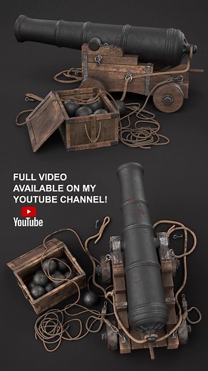3D Modeling a Cannon | Full tutorial available on my YouTube channel! #autodesk #maya #substancepainter #substance3dpainter #3d #render #art