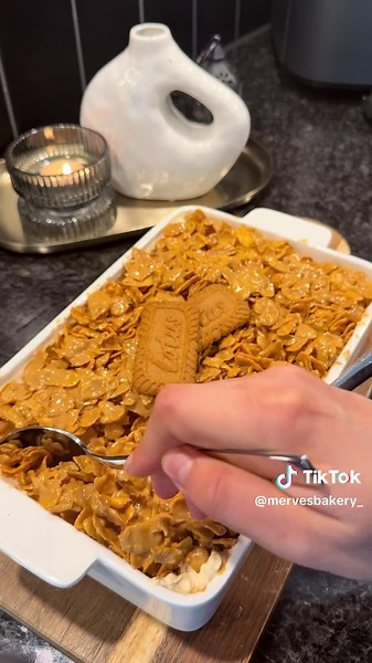 Ramadan Tag 19 🌙✨ No-Bake Lotus Crunch Dessert Inspiriert von der lieben @Kikis Kitchen ❤️ Ich wollte unbedingt eine No-Bake Version machen – perfekt, wenn es schnell gehen muss und trotzdem unglaublich lecker ist. Zutaten 📋 Boden: \t•\tLöffelbiskuits \t•\t1 Glas Milch \t•\t1 EL Lotuscreme Creme: \t•\t300 g Frischkäse \t•\t250 ml Sahne \t•\t2 EL Lotuscreme Crunch-Topping: \t•\t150 g weiße Schokolade \t•\t3–4 EL Lotuscreme \t•\tCornflakes Zubereitung \t1.\tDie Milch leicht erwärmen und 1 EL Lot