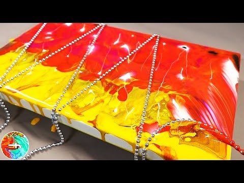 Chain pull painting - Pull after mixing on canvas - Acrylic pouring - fluidcomet