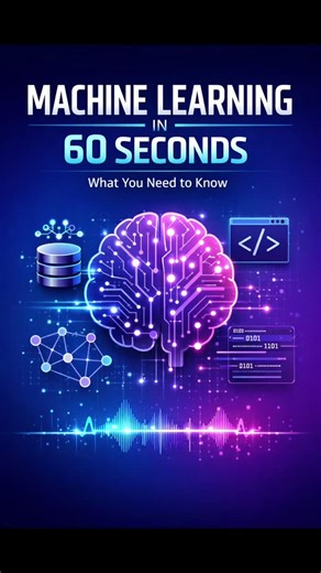 C# Corner on Instagram: "Machine Learning in 60 Seconds Machine Learning explained in simple Hinglish — in just 60 seconds ⚡ ML helps computers: ✔ Learn from data ✔ Find patterns ✔ Make predictions ✔ Improve over time Used in: 🎥 YouTube & Netflix 💳 Banking fraud detection 🤖 AI chatbots & assistants 📱 Face unlock & image recognition Future tech = ML + AI 🚀 Comment below ⬇️ Do you want to learn Machine Learning? #MachineLearning #ArtificialIntelligence #AIReels #TechReels #DataScience #LearnA