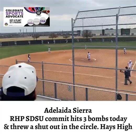 Adelaida Sierra RHP SDSU commit hits 3 bombs today & threw a shut out in the circle. Hays High
