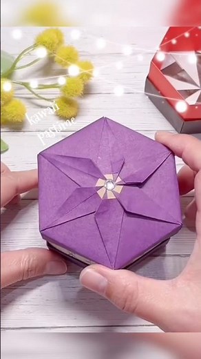 折り紙 六角形の箱の蓋を作ってみた! 詳しい作り方は関連動画からみてね#diy#shorts #short #paper #origami#оригами#giftbox