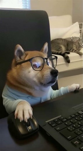 Just a dog on the computer. Totally normal.