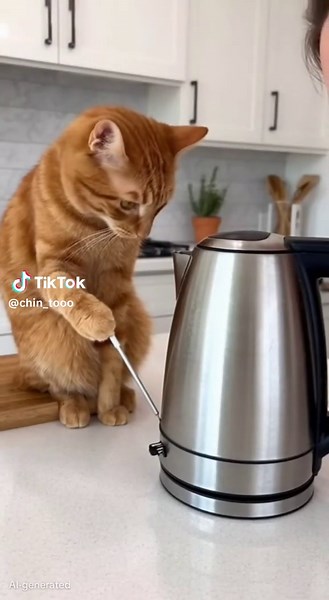 wait for it 😂😂 #cat #shocked #funny #ai #fyp | cat