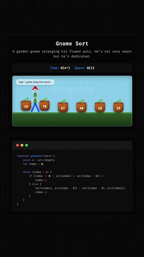Gnome Sort Explained with a Garden Gnome (JavaScript & Python)