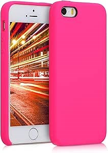 kwmobile Case Compatible with Apple iPhone SE (2016) / iPhone 5S - TPU Silicone Phone Cover with Soft Finish - Neon Pink