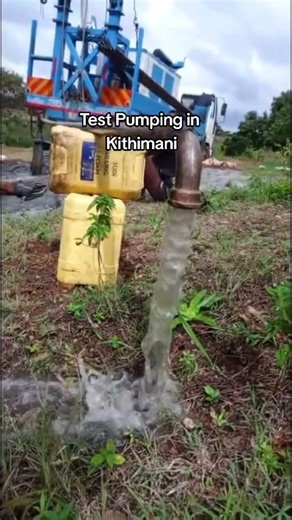 Borehole test pumping in Kithimani.