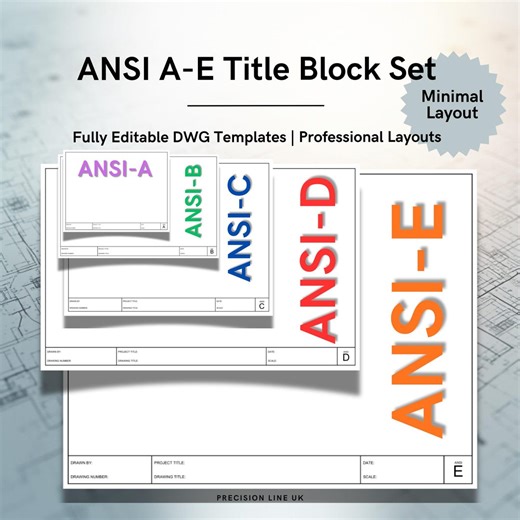 Autocad ANSI A-E Minimal Layout Title Block Templates - US Inches - Editable DWG (digital Download) - Etsy