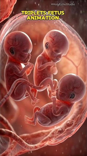 Triplets Growing Inside the Womb 👶 | 3D Animation of Human Embryo Development #shorts