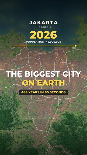 How Jakarta grew 🇮🇩 One of the biggest cities on Earth and it's sinking so fast Indonesia is building a new capital 👀 Which city next? #jakarta #indonesia #maps #urbanplanning #timelapse