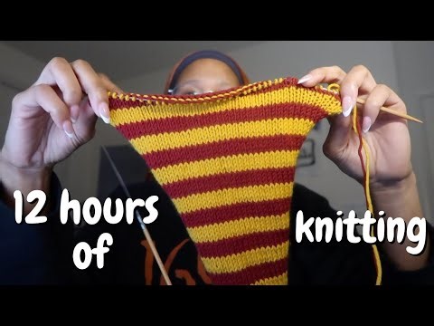 I knitted on a hoodie scarf for 12 hours | knit vlog
