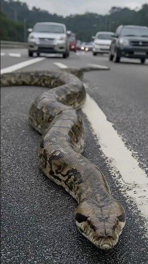 Giant 35-Foot Snake Crosses Malaysian Highway – Drivers Freak Out
