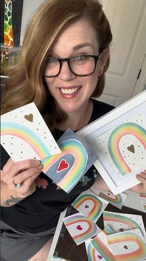 How to paint a watercolor rainbow in one stroke #watercolor #easyart #rainbowart