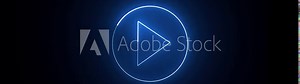 Glowing neon blue color music play buttons animation icon. Audio and video player press stop start buttons animated icon. Stock Video