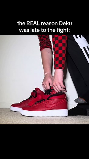 him and them shoes against the world🤞😜 but hes so strong i have been FIGHTINGGGG a whole ahh workout to get these zamn things awn- 5wholeminutes #deku #myheroacademia #anime #bakugou #mha #dekushoes #airforce #dynamight (NERD ALERT sorry to spill my nerd juice awn u run while u can….)