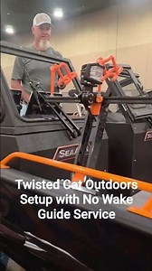 At the No Wake Guide Service SeaArk Boat. Setting up at the Twisted Cat Fishing Expo in Memphis
