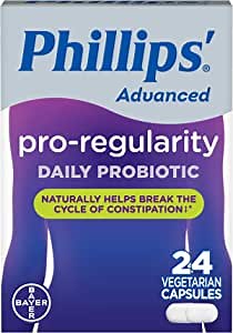 Phillips’ Advanced Pro-Regularity Daily Probiotic with Good Bacteria to Naturally Support Regularity, 24 Capsules